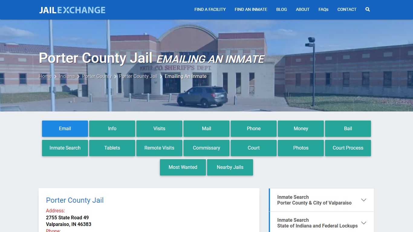 Inmate Text, Email - Porter County Jail, IN - Jail Exchange